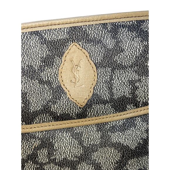 Yves Saint Laurent YSL Giraffe Print Clutch Bag Coated Canvas Leather Trim - Picture 3 of 16